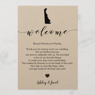 Delaware Wedding Welcome Letter & Itinerary Card Programm