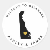Delaware Wedding Welcome Sticker Tag, Gold & Black (Vorderseite)