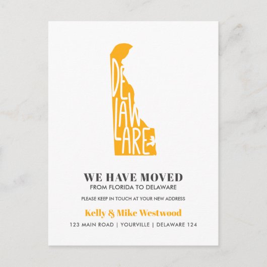 DELAWARE Wir haben neue Adresse Neue Zuhause versc Postkarte (Vorderseite)