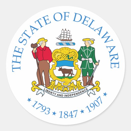 Delaware-Zeichen Runder Aufkleber (Vorderseite)