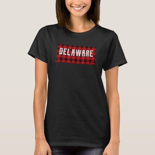 Delaware Zuhause Roots Staat Heart Red Kariert T-Shirt (Vorderseite)