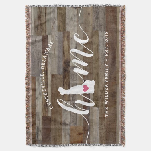 Delaware Zuhause Staat Personalisierte Holzaussich Decke (Vorderseite Vertikal)