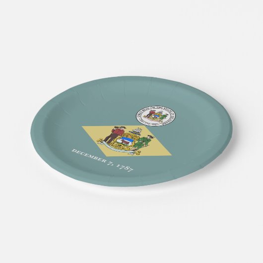 Delawarean Flag & Seal, Delaware Pappteller (Schrägansicht)
