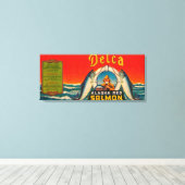 Delca Brand Lachs Label - Rot Leinwanddruck (Insitu (Holzboden))