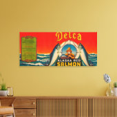Delca Brand Lachs Label - Rot Leinwanddruck (Insitu (Wohnzimmer))