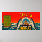 Delca Brand Lachs Label - Rot Poster (Vorne)