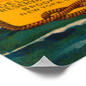 Delca-Marke Lachs-Etikett - blau Poster (Ecke)