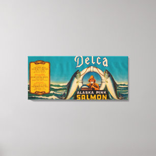 Delca Marken-Lachs-Aufkleber-Blau Leinwanddruck