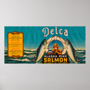 Delca Marken-Lachs-Aufkleber-Blau Poster
