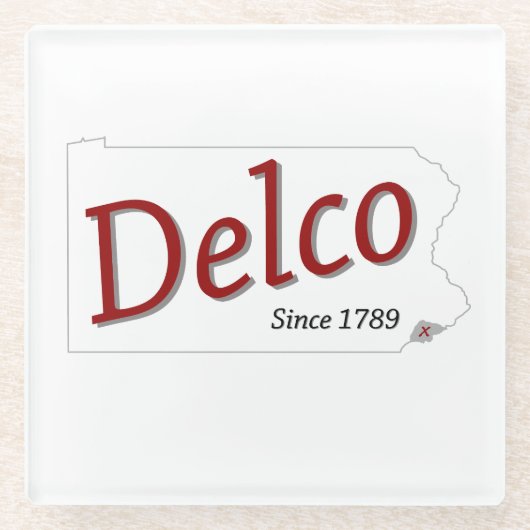 DELCO (R) seit 1789 Glasuntersetzer (Vorderseite)