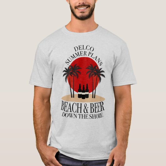 Delco Summer plant Strand und Bier am Ufer T-Shirt (Vorderseite)