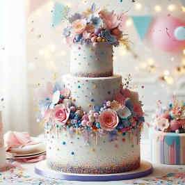 DELECATE BLUE & PINK FLORAL BIRTHDAY KARTE