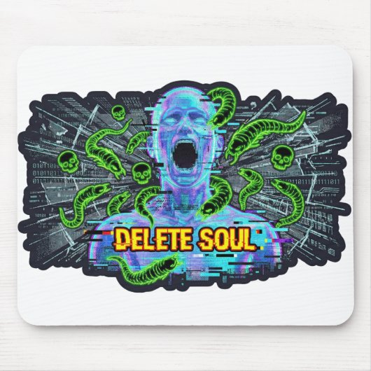 Delete Soul – Cyberpunk Glitch Horror Mousepad (Vorne)