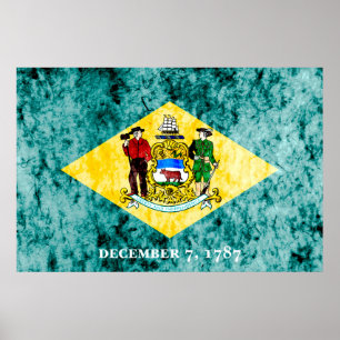 Deleware State Flag Grunge Poster