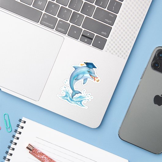 Delfin-Abschluss  Aufkleber (Laptop mit iPhone)