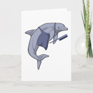 Delfin als Friseur mit Kamm Karte
