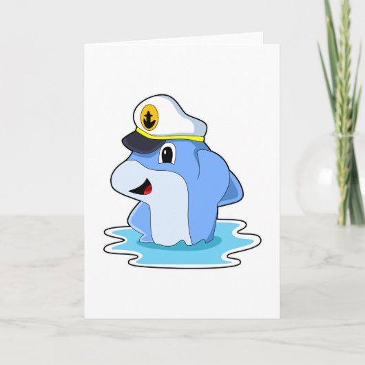 Delfin als Kapitän mit Hut Karte (Vorderseite)