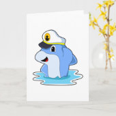 Delfin als Kapitän mit Hut Karte (Gelbe Blume)