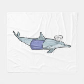 Delfin als Koch mit Kochmütze Fleecedecke (Vorderseite (Horizontal))