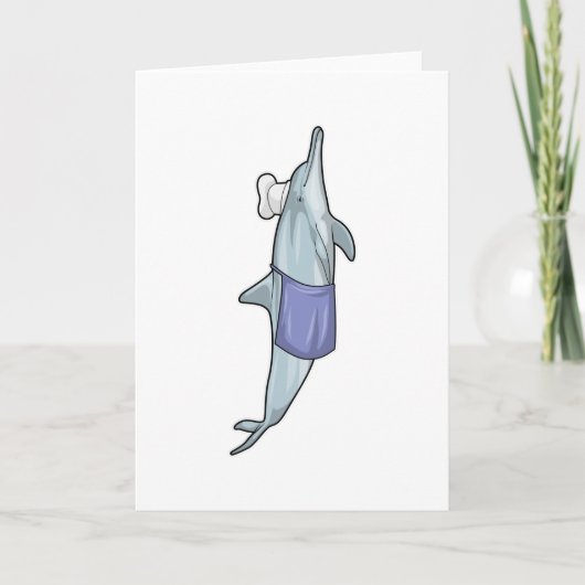 Delfin als Koch mit Kochmütze Karte (Vorderseite)