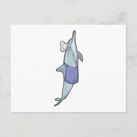 Delfin als Koch mit Kochmütze Postkarte (Vorderseite)