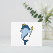 Delfin als König mit Stab und Krone Postkarte (Stehend Vorderseite)
