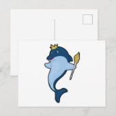 Delfin als König mit Stab und Krone Postkarte (Vorne/Hinten)
