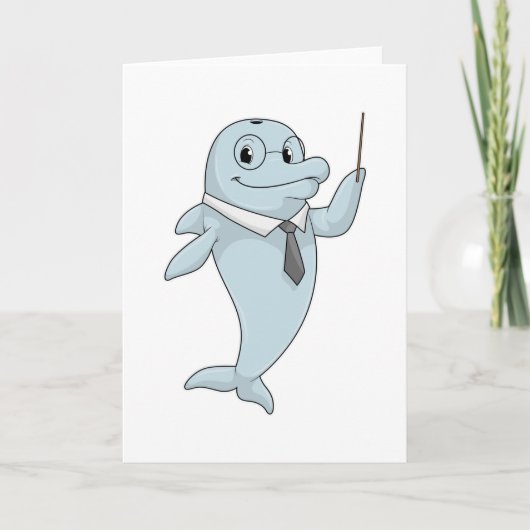 Delfin als Lehrer mit Zeigestock Karte (Vorderseite)