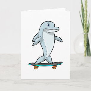 Delfin als Skater mit Skateboard Karte