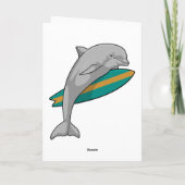 Delfin als Surfer mit Surfbrett Karte (Rückseite)