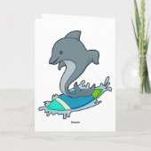 Delfin als Surfer mit Surfbrett Karte (Rückseite)