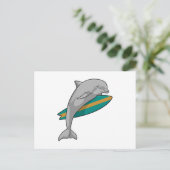 Delfin als Surfer mit Surfbrett Postkarte (Stehend Vorderseite)