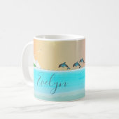 Delfin am Strand Kaffeetasse (Vorderseite Links)
