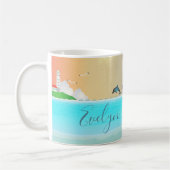 Delfin am Strand Kaffeetasse (Links)