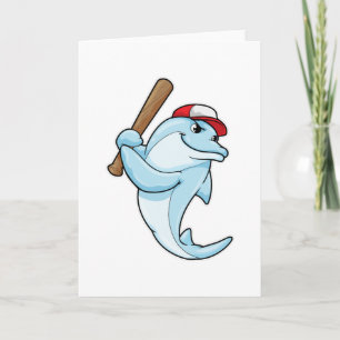 Delfin beim Baseball als Schlagmann Karte