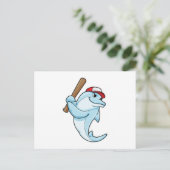 Delfin beim Baseball als Schlagmann Postkarte (Stehend Vorderseite)
