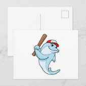Delfin beim Baseball als Schlagmann Postkarte (Vorne/Hinten)