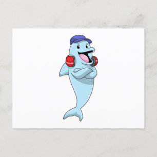 Delfin beim Musik hören Postkarte