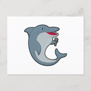Delfin beim Singen mit Mikrofon Postkarte