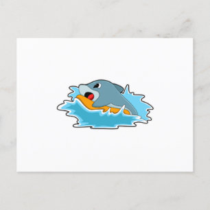Delfin beim Surfen mit Surfbrett Postkarte
