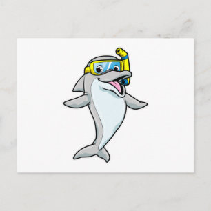 Delfin beim Tauchen mit Schnorchel Postkarte