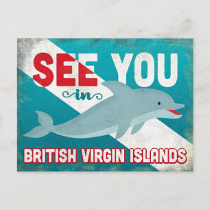 Delfin Britische Jungferninseln - Vintage BVI Postkarte