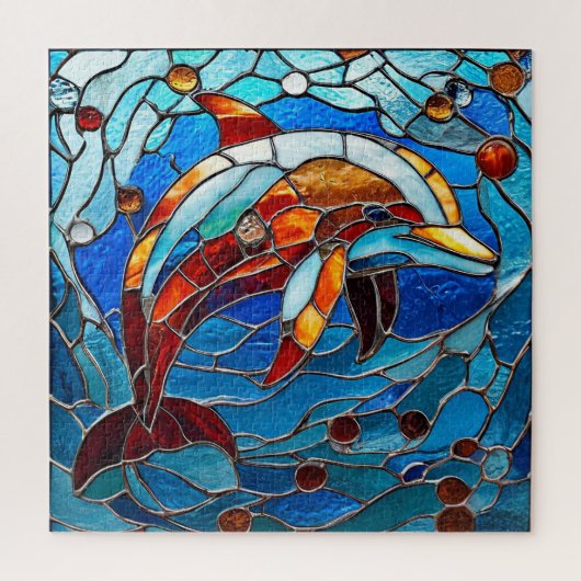 Delfin Buntglas Für Ozeanliebhaber Puzzle (Vertikal)
