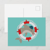 Delfin Delphin Dolphin Postkarte (Vorne/Hinten)