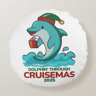 Delfin durch Cruisemas 2025 Rundes Kissen