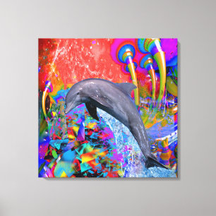 Delfin Farbsplash Leinwanddruck
