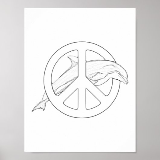 Delfin Friedenszeichen Erwachsene Färbeposter Poster (Vorne)