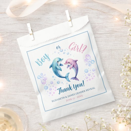 Delfin Geschlecht Enthüllung Danke  Geschenktütchen (Ausgeschnitten)