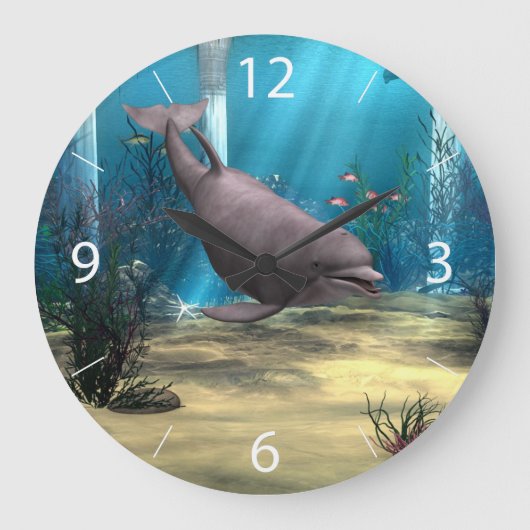 Delfin Große Wanduhr (Vorderseite)
