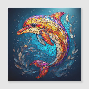 Delfin im aufwendigen Stil der Glasmalerei Magnetkarte